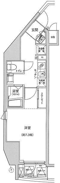 ハーモニーレジデンス東京シティゲート(1K/9階)の間取り写真