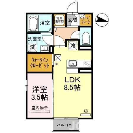 グランファミーユB(1LDK/1階)の間取り写真