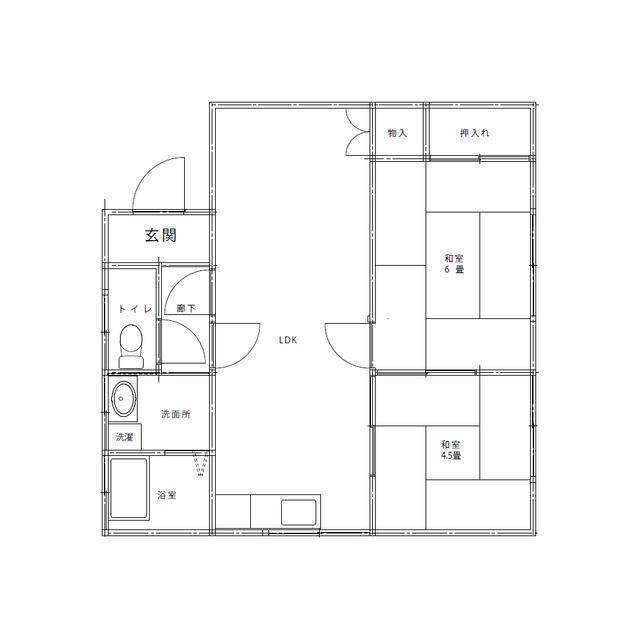 桔梗ハイツ第2(2LDK/1階)の間取り写真