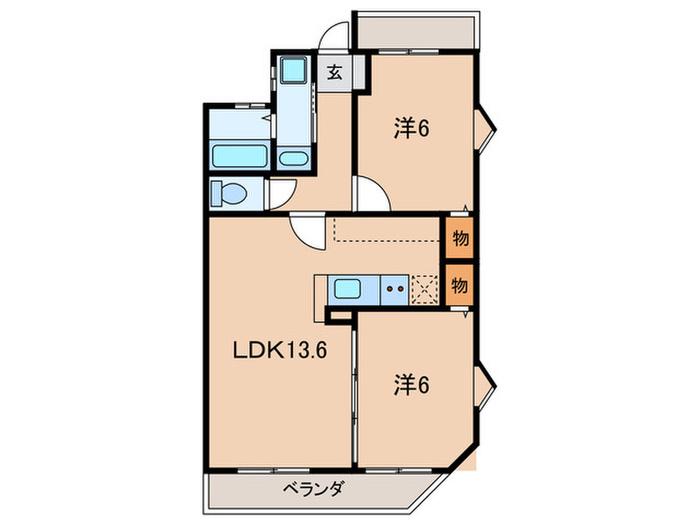 リベルテ京町(2LDK/2階)の間取り写真