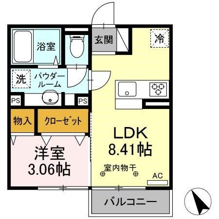 シャトレオリーブ(1LDK/2階)の間取り写真