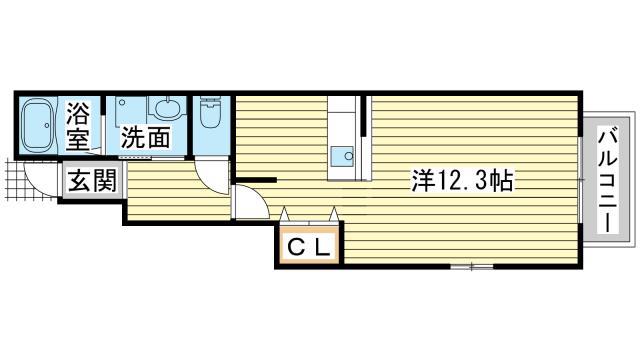 アドラブール ラシュレII(1K/1階)の間取り写真