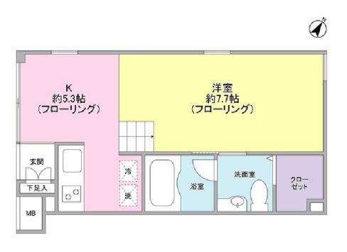 シルバラードスプリングス(1K/2階)の間取り写真