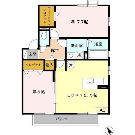 リビングタウン阿倉川 I(2LDK/2階)の間取り写真