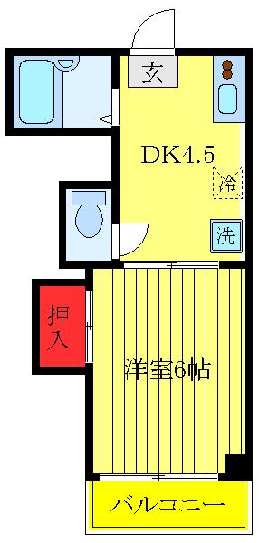 ルミエール・アイカワビル(1DK/1階)の間取り写真