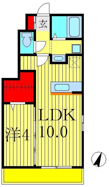 ティアラ新鎌(1LDK/1階)の間取り写真