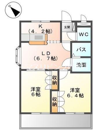 コリーナベルデII(2LDK/3階)の間取り写真