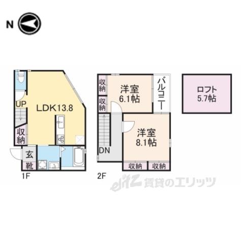 グリーンカーサ(2LDK/1階)の間取り写真