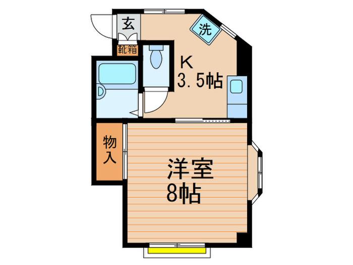 金子ハイム(1K/3階)の間取り写真