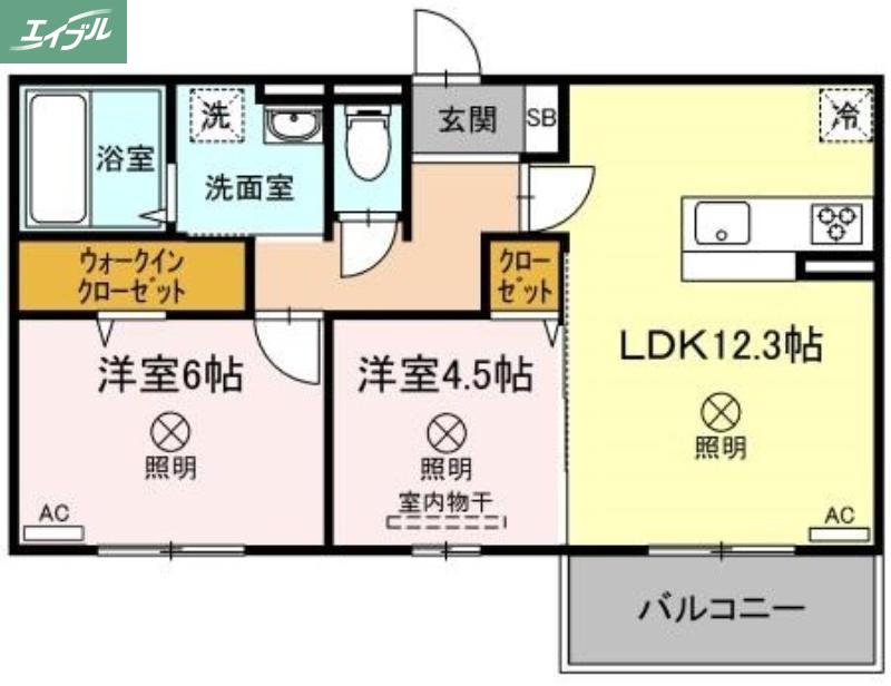 プラトー B棟(2LDK/3階)の間取り写真