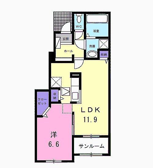 フォルテシモ(1LDK/1階)の間取り写真