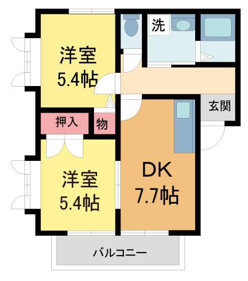 アイエフハイツ水波町IV(2DK/2階)の間取り写真
