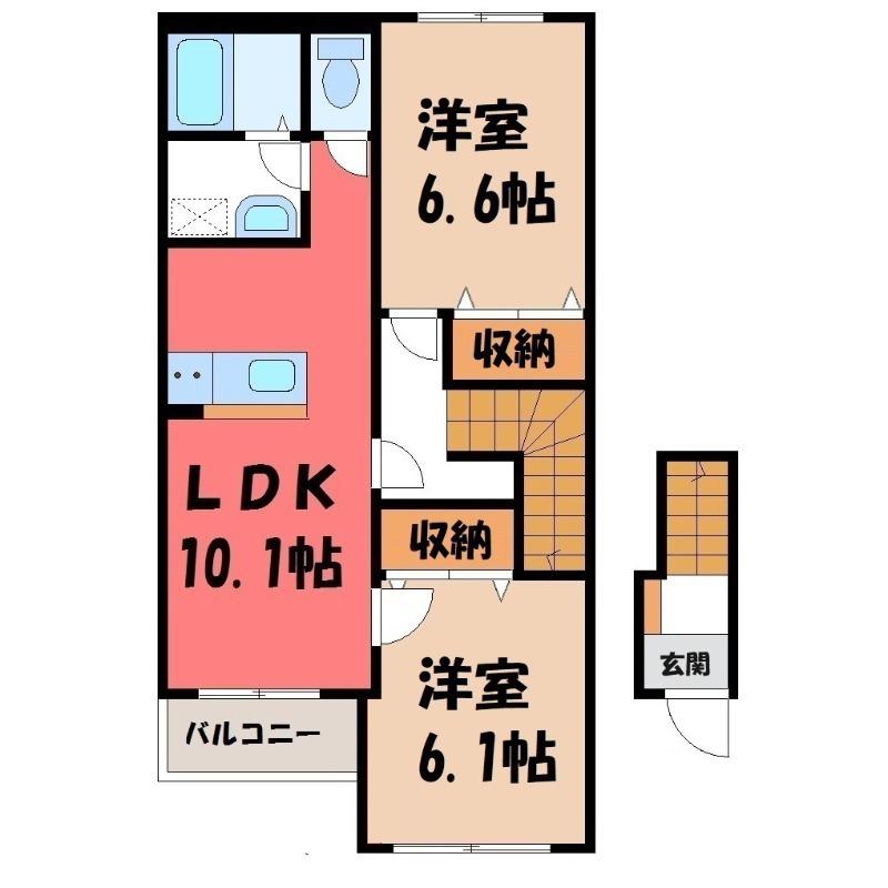 ウィステリアI(2LDK/2階)の間取り写真