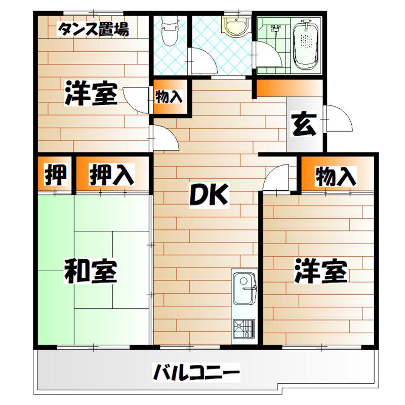 第一泉ヶ丘ビル(3LDK/1階)の間取り写真