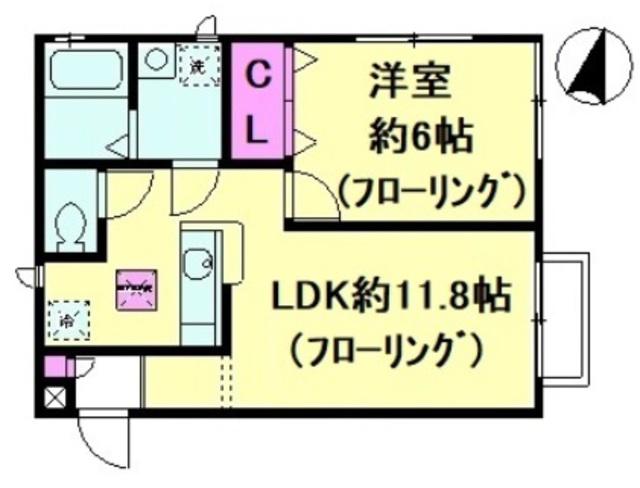 ハイツ179 ウエスト(1LDK/1階)の間取り写真