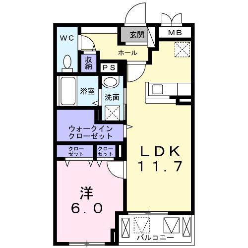 SUNRISE SHOU(1LDK/2階)の間取り写真