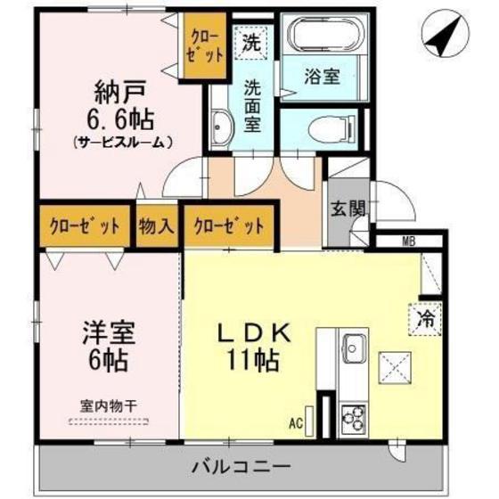 ジンミー(1SLDK/1階)の間取り写真