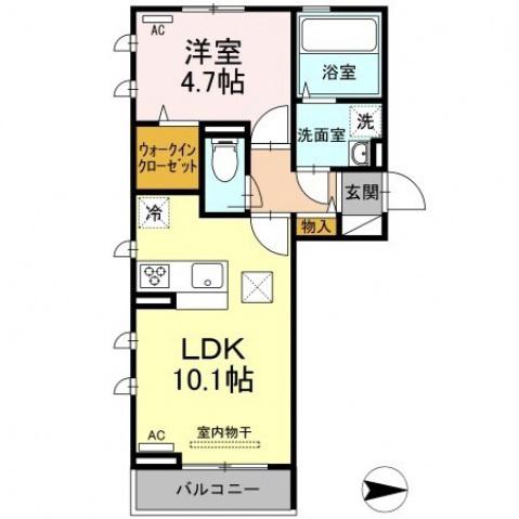 カトレアIII(1LDK/3階)の間取り写真