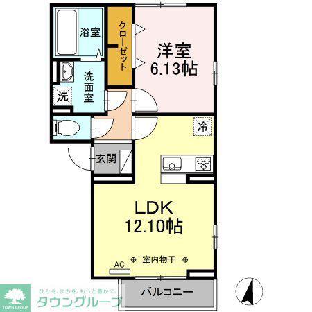 サンモール(1LDK/2階)の間取り写真