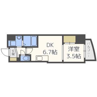 SERENITE堺筋本町SUD(1DK/8階)の間取り写真