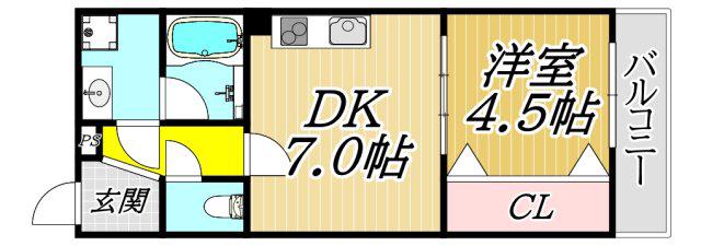 ネクステージ七松町(1DK/1階)の間取り写真