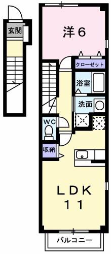 メゾンアンソレイエⅡ(1LDK/2階)の間取り写真