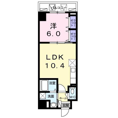 サンセリテ東京(1LDK/4階)の間取り写真