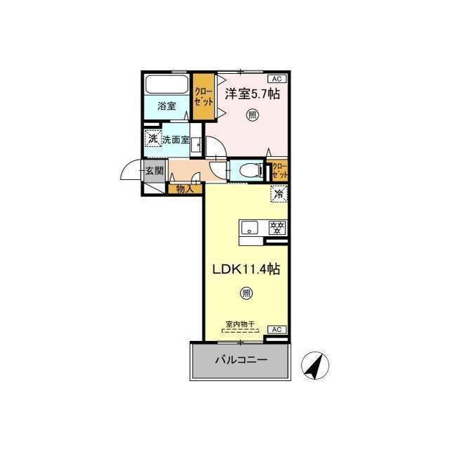 D-ROOM引水(1LDK/3階)の間取り写真