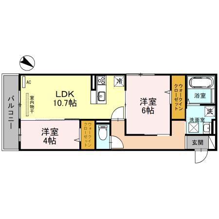 GRANDEL B棟(2LDK/1階)の間取り写真
