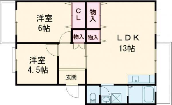 パストラル板倉A(2LDK/2階)の間取り写真