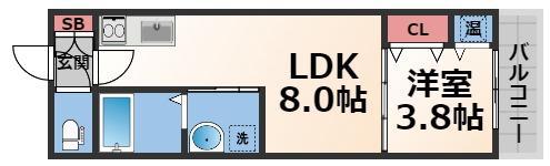 ルミエール弥刀(1LDK/2階)の間取り写真