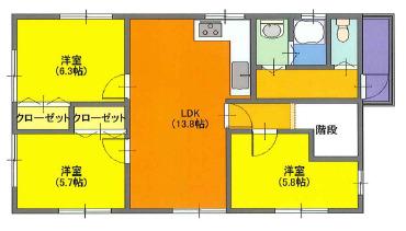 マスターズエル加茂562(3LDK/3階)の間取り写真