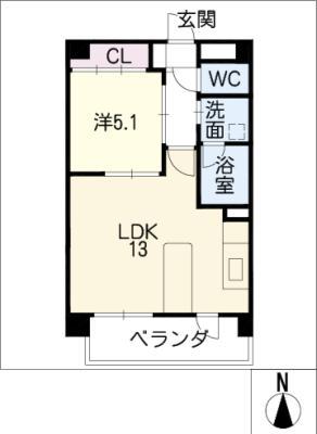 ファイブスター高田(1LDK/4階)の間取り写真