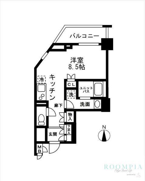 レジディア中落合A棟(ワンルーム/6階)の間取り写真