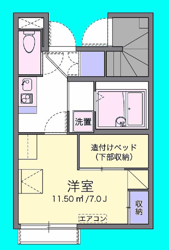 ポポラーレ(1K/1階)の間取り写真