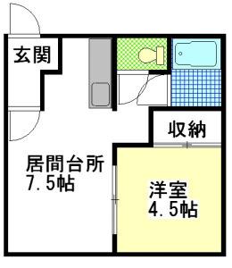 橋本HGビル(1DK/4階)の間取り写真