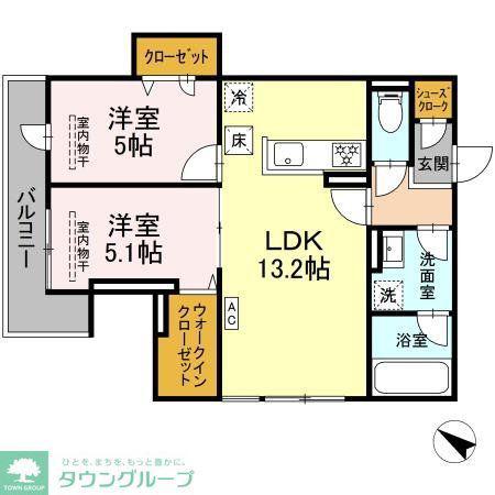 サン・クレール(2LDK/1階)の間取り写真