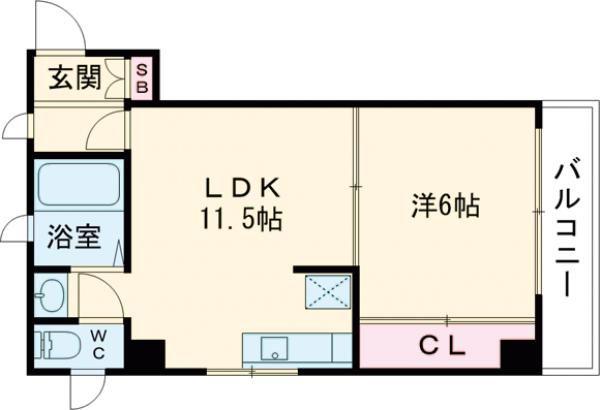 三木ビル(1LDK/3階)の間取り写真