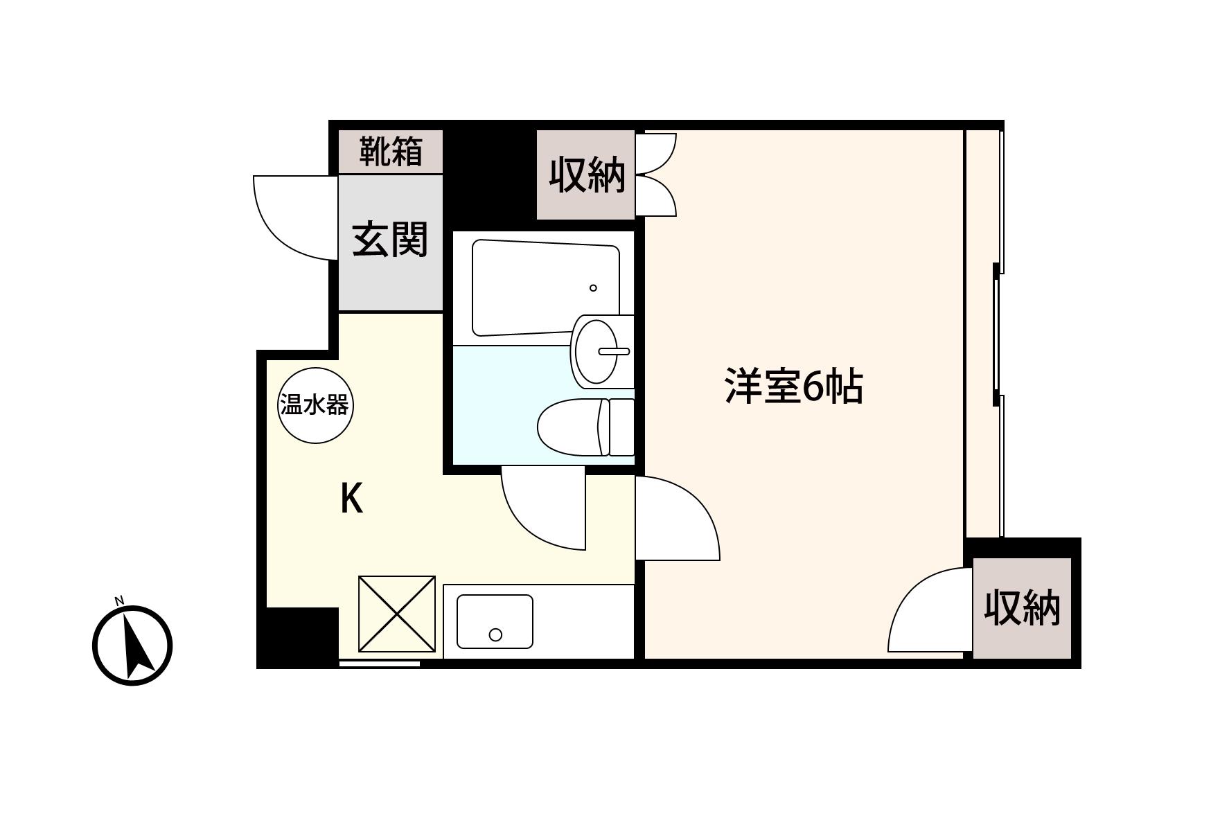 アシストクラージュ福井(1K/2階)の間取り写真