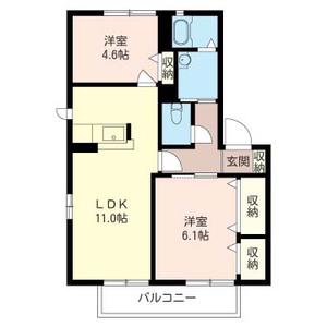 ビューヒルズA(2LDK/2階)の間取り写真