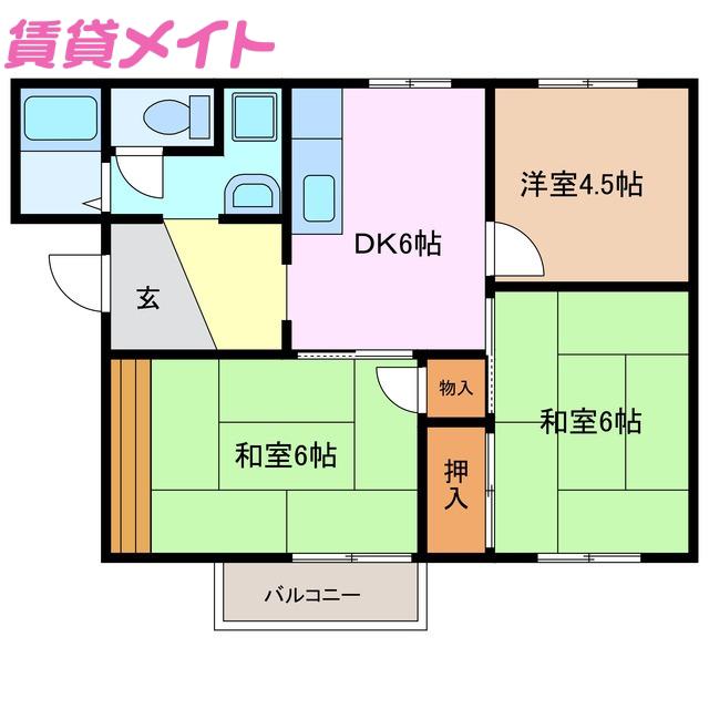 第2コーポヤマモト(3DK/2階)の間取り写真