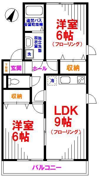 パルシャルマン(2LDK/1階)の間取り写真