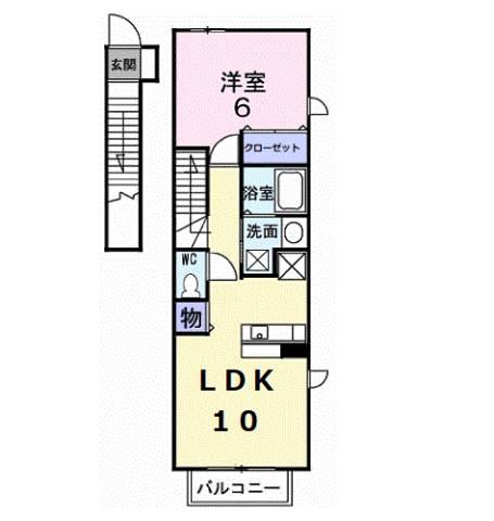 ベラビスタE(1LDK/2階)の間取り写真