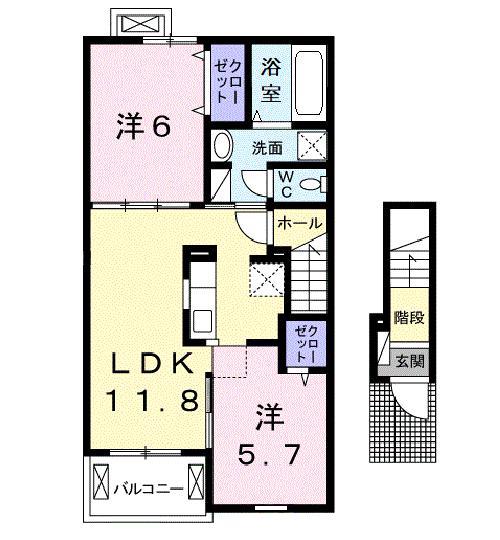 エルデ サウス(2LDK/2階)の間取り写真