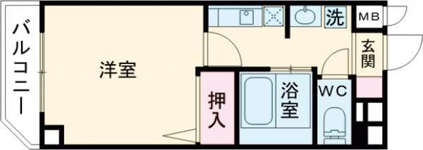 セレブコート(1K/8階)の間取り写真