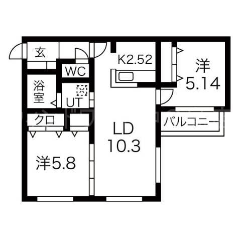 ALTA MAREA(2LDK/4階)の間取り写真