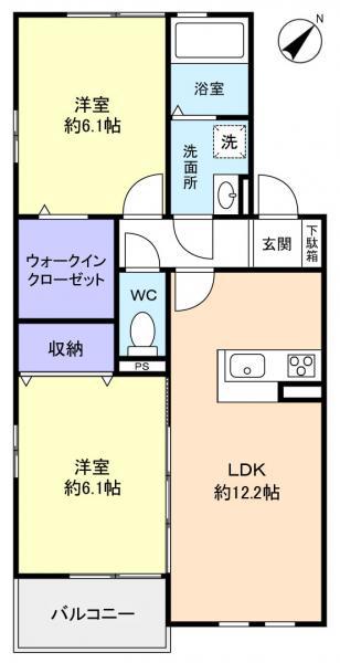 アルシオネ(2LDK/2階)の間取り写真