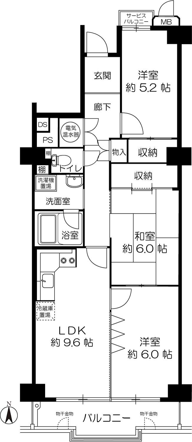 日商岩井南森町マンション(3LDK/10階)の間取り写真