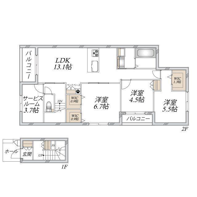 平松6丁目へーベルメゾン(3SLDK/2階)の間取り写真