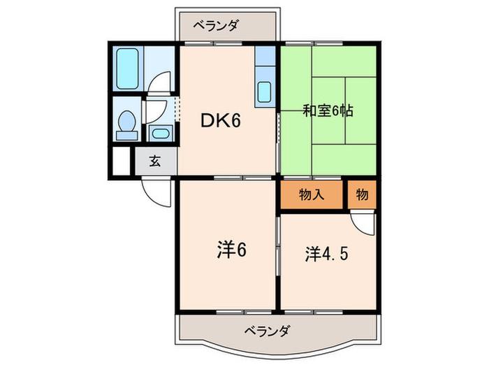 サンメゾン難波(3DK/2階)の間取り写真